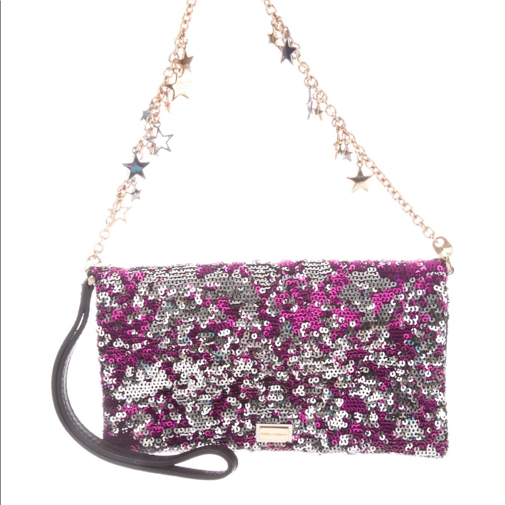 Dolce&Gabanna Sequin Embellished Leather Bag/Wristlet